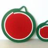 Mantel individual trenzado de algodón redondo de estilo nórdico, tapete aislante térmico para colgar en la mesa del comedor o la cocina, serie de frutas, disponible en stock.