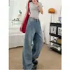 Jeans retro azul com strass, cintura baixa, perna larga, para mulheres, padrão de estrelas, 2026, fluido, versátil, modelador, perna reta, calça comprida