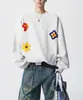 Sudadera con cuello redondo, peso pesado, estampado floral estilo americano para hombre, marca de moda, otoño e invierno, corte holgado, casual, moda urbana, top negro estiloso