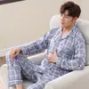 Nuevo Cárdigan de Otoño con Solapa Pijama para Hombre Joven, de Mediana Edad y Mayor Conjunto de Ropa para el Hogar