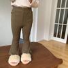 Otoño 2026 Ropa Infantil Pantalones Acampanados para Niñas Estilo Coreano Pantalones Largos de Canalé Ligero Ajuste Delgado Pantalones Acampanados para Niños
