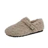 Sapatos de algodão aumento de altura interna slip-on pessoa preguiçosa pelúcia feijão sapatos mais inverno veludo quente 2026 sapatos de pele mulheres