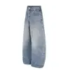 Jeans retro americanos con perlas de imitación en pierna curva para hombre y mujer, 2026 corte holgado casual de pierna ancha, pantalones largos versátiles y estilizados
