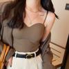 Camisole Sexy Sem Costas de Seda de Gelo com Bojos Embutidos, Roupa Íntima Anti-Exposição, Tomara-que-caia, Lingerie para Usar por Cima para Mulheres
