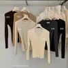 Y.JIA Yi Jia Moda Otoñal para Mujer Estilo Chica Popular Reductor de Edad Versátil Adelgazante Cuello en V Manga Larga Tejido 706