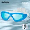 Gafas de Natación de Silicona, Marco Grande Electroplateado de Alta Definición, Antivaho, Impermeables, con Tapones para los Oídos Integrados, Gafas de Natación Unisex