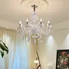 Lustre de Cristal com Velas Estilo Francês, Minimalista Moderno Luz Branca Luxo de Alto Padrão Hall de Villa Quarto Principal Sala de Jantar Quarto Lustre