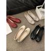 25 Novos Sapatos Ballet Planos Redondos de Primavera Nicho Laço Boca Rasa Planos Couro Patente Retro Francês Sapatos Vermelhos Pequenos