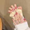 Rykarman Hand-Wearing A- Flowing Heart Strawberry Bear Cauchy Oil-flowing Sweetheart Strawberry Bear Nail Art Patch Terminado