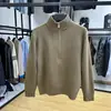 Etiqueta de corte de comercio exterior Ropa para hombre--Textura de línea gruesa Texturizado Cuello alto Cardigan de punto Ligeramente grueso Abrigo de otoño e invierno Suéter