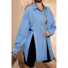 Exportación Transfronteriza Pedido Original Amazon wish Camisa Larga de Mezclilla con Abertura Estilo Nicho Primavera y Verano Nueva para Mujer