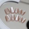 Armadura de Mão Gato Champagne Olho de Gato Branco Curto Ins Removível Reutilizável Patch de Arte para Unhas
