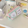 Estojo de lápis patchwork de desenho animado fofo transfronteiriço, grande capacidade, compartimentos multicamadas, caixa de material escolar para estudantes, bolsa de material escolar estilosa e portátil