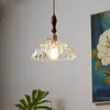 Mesa de Comedor Retro Japonesa Francesa Dormitorio Simple Creativo Nogal Negro Vidrio Diseñador Lámpara Colgante Pequeña