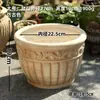 Vaso de Flores Grande de Cerâmica Vermelha Romana em Relevo Vaso Fino Respirável para Flores de Varanda Plantas Verdes Vaso Micro Lua Vaso de Flores para Grama