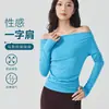 Top Sexy de Un Hombro Delgado para Yoga de Manga Larga para Mujer Otoño Pura Pasión Sexy Elegante Casual Cintura Hombros Descubiertos para Mujer