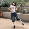 Jeans Largos Soltos para Mulheres, Moda de Verão Novo Retrô de Cintura Alta Reta Estilo Coreano, Calças Cropped Emagrecedoras para Mulheres Plus Size