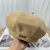 Nuevo gorro de boina de lana cálido de otoño e invierno, temperamento de compras, letras, todo a juego, cálido, literario, sombrero de calabaza para mujer