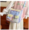 Mochila nova estilo japonês, moderna e com cores doces em blocos, perfeita para alunos do ensino fundamental II e médio, com grande capacidade para carregar material escolar