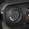 Adecuado para modelos Jeep Wrangler 11-17, juego completo de decoración interior de fibra de carbono para el logotipo del volante y el marco del interruptor del aire acondicionado