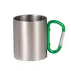 304 Caneca de Acampamento Aço Inoxidável Caneca com Mosquetão com Alça Espessada Caneca de Café Personalizada Camada Única Espessada