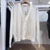 Cárdigan Corto de Punto con Malla en V para Mujer, Chaqueta Fina de Manga Larga Calada, Camisa para Aire Acondicionado, Nuevo Estilo Primavera y Verano 2024 468541