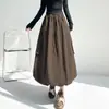 Roupas femininas: Saia tulipa estilo workwear para mulheres, outono de 2026, cintura alta, cobre o quadril, modeladora, saia evasê, saia plissada, saia de comprimento médio