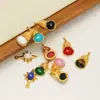 Colgante de Acero Inoxidable y Piedra Natural, Colgante Dorado de Calabaza de Ocho Puntas, Collar, Pendientes, Accesorios de Joyería Estilo Europeo y Americano DIY
