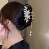 Pin Pin Elegante de Perlas Mariposa con Borla de Trigo para Mujer Pin para el Cabello Rojo Neto de Mujer Pin de Tiburón para la Parte Posterior de la Cabeza Tocado