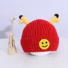 Gorro de Bebé Invierno Lindo Súper Lindo Rojo Año Nuevo Gorro Tejido Infantil Protección para Orejas Cálida Versátil Gorro de Lana