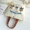 Bolsa de Lona Pequeña Bolso Versátil Bolso de Mano Estudiante Femenina Linda Bolsa para Lonchera Bolso de Mano Bolsa para Almuerzo de Trabajo Casual