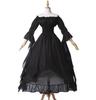 Hermoso vestido gótico vintage con cuello descubierto y mangas acampanadas de encaje europeo y americano, vestido de princesa para cosplay y graduación