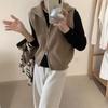 Simples gola com zíper duplo colete de malha feminina outono e inverno novo elegante all-match slim base camisa colete top