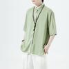Nueva Camiseta de Manga Corta para Hombre Verano 2022 Estilo Chino Casual Retro Cuello de Hebilla Holgada Camisa Han para Hombre
