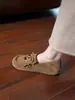 Versión de Piel de Vaca ~ Mocasines Retro de Punta Redonda con Lazo de Borlas y Aumento Interno Zapatos Birkenstock para Mujer, Zapatos Tipo Gorro para una Pierna
