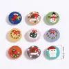 Contas de vidro coloridas pintadas à mão com tema de Natal de desenho animado, contas redondas chatas, pingentes para colar e pulseira DIY, em estoque, envia em até 48 horas
