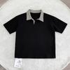Polo Coreano Pied de Galo com Emendas Super Fresco com Toque de Gelo Loka Anti-Rugas Camiseta de Manga Curta em Camada de Ar Estilo Old Money para Homens e Mulheres