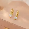 Brincos de Prata Esterlina S925 Banhados a Ouro 18K, Argolas Únicas com Zircônia, Versáteis para o Dia a Dia, Elegantes e Delicados, Estilo Feminino