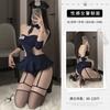 Lencería seductora femenina uniforme de policía caliente juego de roles azafata perspectiva sexy tentación azul marino 8028