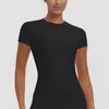 Nueva camiseta de color liso, ropa de yoga de secado rápido, top versátil de manga corta para fitness, cubierta para correr al aire libre y deportes, de manga corta para mujer