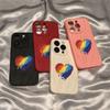 Capa Colorida Simples de Maçã do Amor para Celular iPhone 14/15promax Feminina iPhone11/12 Desenho Animado 13 Capa Macia