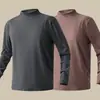280g Terciopelo AlemánOtoño/Invierno Doble Cara Cepillado Terciopelo Cuello Alto Manga Larga para Hombre Caliente Capa Base Ropa de Otoño Camiseta Interior