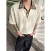 Estilo Americano Falso Duas Peças Manga Curta Casual Xadrez Patchwork Verão Meia Manga Camisa Polo Xadrez Color Blocking Decote V Camiseta Casual Tendência