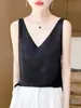 Camisola de Seda Hielo con Cuello en V de Verano Nuevo Estilo Transfronterizo de 25 Años para Mujer, Chaleco Jacquard sin Mangas, Capa Interior para Trajes