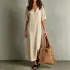 Vestido Feminino Casual Boêmio Solto de Algodão e Linho Versátil com Caimento Emagrecedor - Amazon Transfronteiriça Europeia e Americana 2026