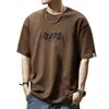 Camiseta de Manga Corta para Hombre Estilo Americano, Peso Pesado, Estampada, Otoño, Corte Holgado, Talla Grande, Manga Media, Camiseta de Marca Trendy Oversize