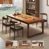 Mesa de Comedor, Sala de Estar, Mesa de Té y Sillas para el Hogar, Mesa de Té con Patas de Madera Maciza, Mesa Grande de Negociación Estilo Chino Nuevo, Mesa de Café, Mesa de Té de Doble Propósito