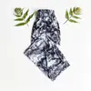 Pantalones de Verano Finos de Seda de Hielo Anti-Mosquitos para Mujeres de Mediana Edad y Mayores, Hogar Casual, Suministro Transfronterizo, Rectos de Cintura Alta, Estilo Mamá, Estampado de Flores