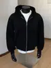 Sudadera cárdigan negra de peso pesado para hombre, nueva chaqueta con doble cremallera cleanfit otoño 2026, sudadera con capucha estilo americano