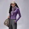 Chamarra de Yoga Otoño e Invierno para Mujer Ajustada con Cuello Alto y Cremallera Top Versátil Ajustado Ropa Exterior Ropa de Fitness Chamarra Deportiva